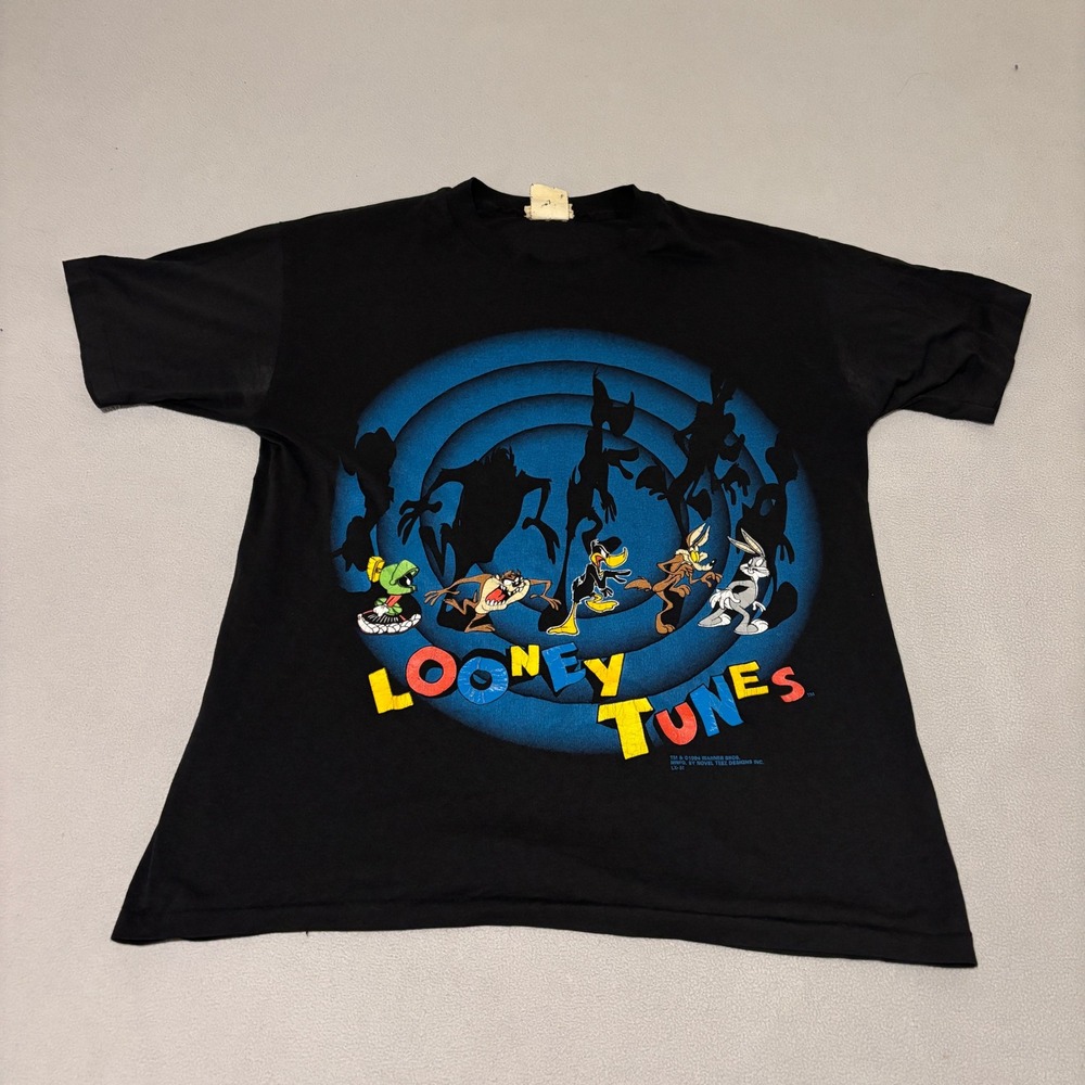 Vintage 1994 Looney Tunes Novel Teez Black Graphic T-Shirt Mens Large Streetwear